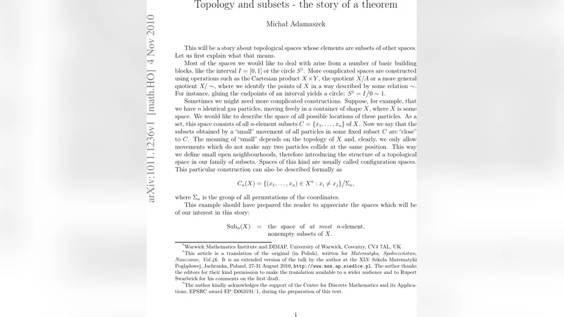 Topology and subsets - the story of a theorem