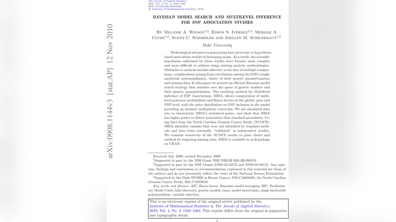 Bayesian model search and multilevel inference for SNP association   studies