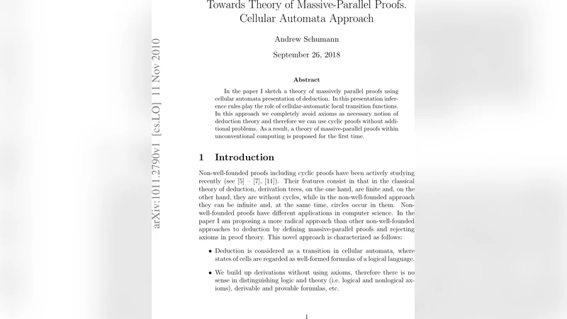 Towards Theory of Massive-Parallel Proofs. Cellular Automata Approach