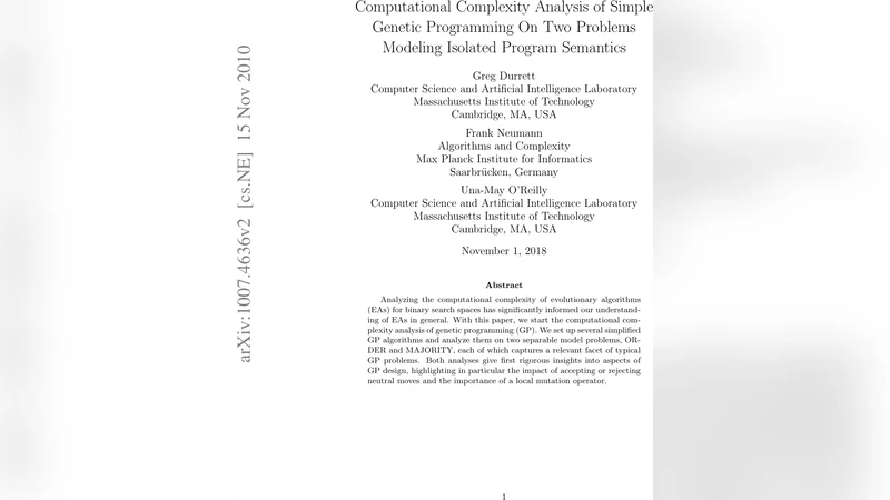 Computational Complexity Analysis of Simple Genetic Programming On Two   Problems Modeling Isolated Program Semantics