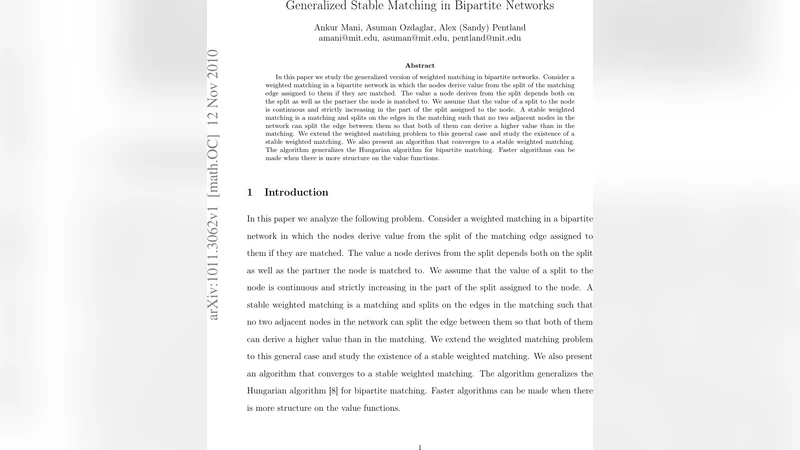 Generalized Stable Matching in Bipartite Networks