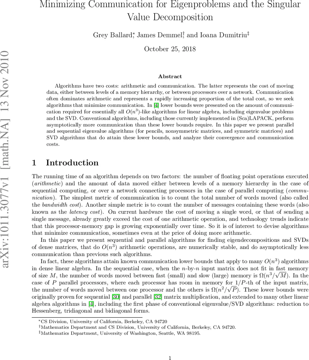 Minimizing Communication for Eigenproblems and the Singular Value   Decomposition