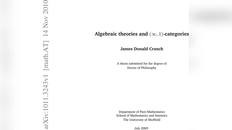Algebraic Theories and (Infinity,1)-Categories