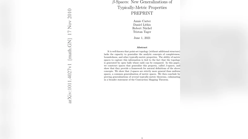 Beta Spaces: New Generalizations of Typically-Metric Properties