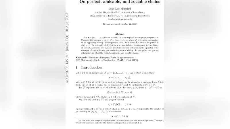 On perfect, amicable, and sociable chains