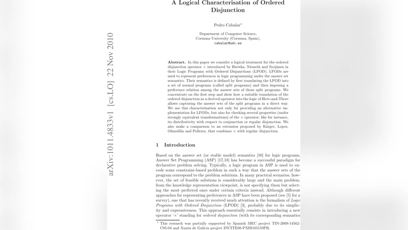 A Logical Charaterisation of Ordered Disjunction