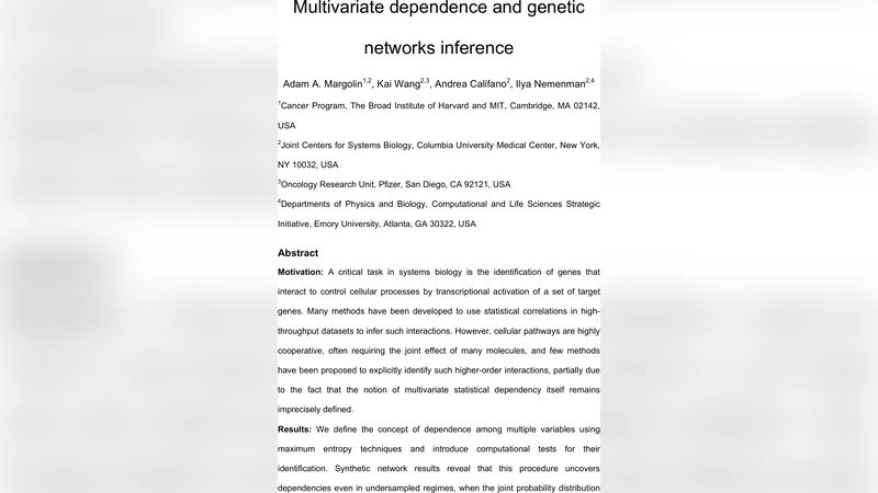Multivariate dependence and genetic networks inference