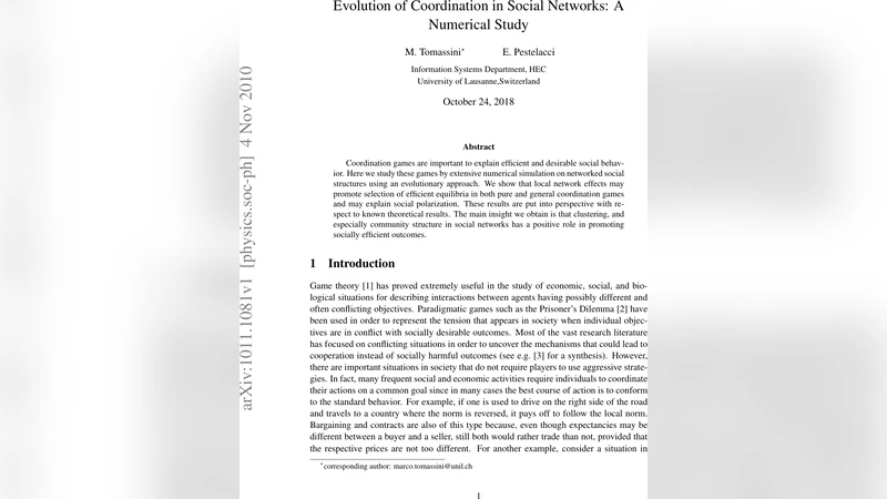 Evolution of Coordination in Social Networks: A Numerical Study