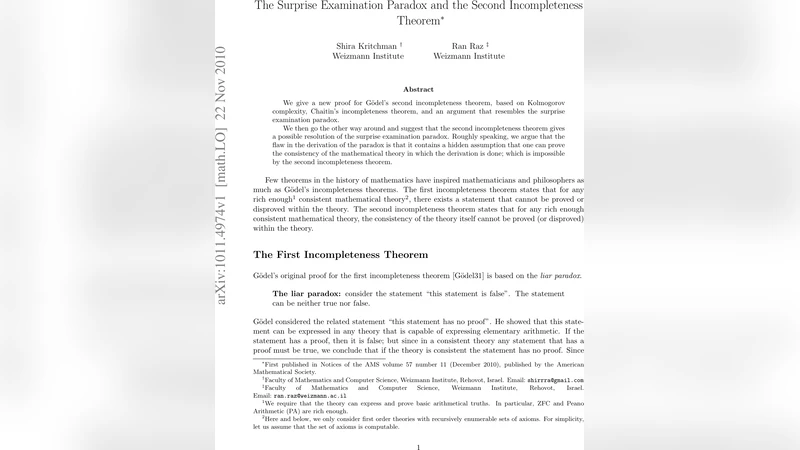 The Surprise Examination Paradox and the Second Incompleteness Theorem
