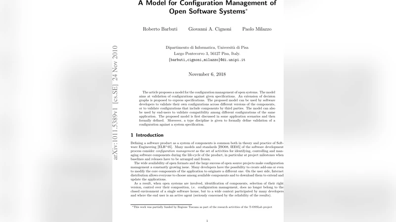 A Model for Configuration Management of Open Software Systems