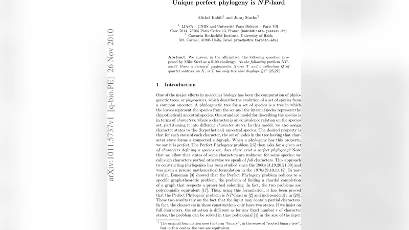Unique perfect phylogeny is NP-hard