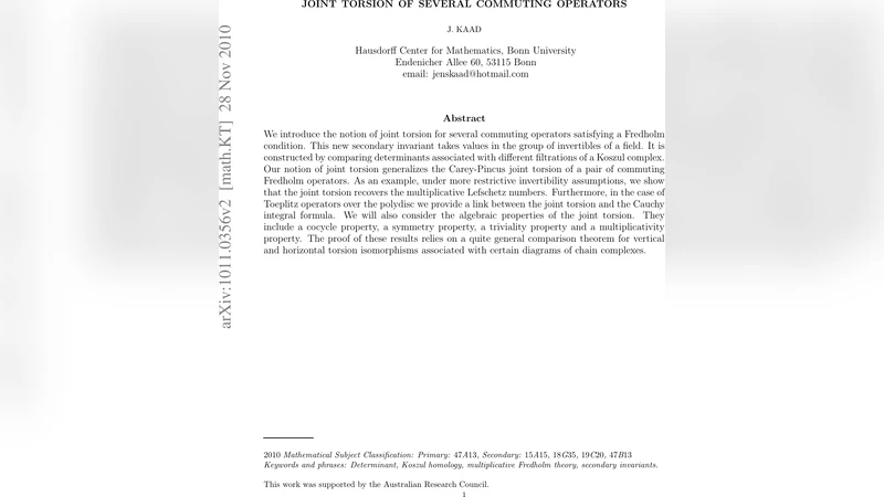 Joint torsion of several commuting operators