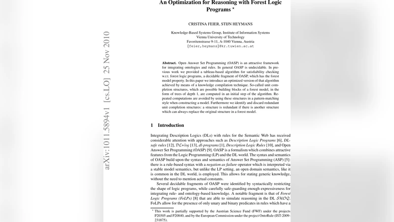 An Optimization for Reasoning with Forest Logic Programs