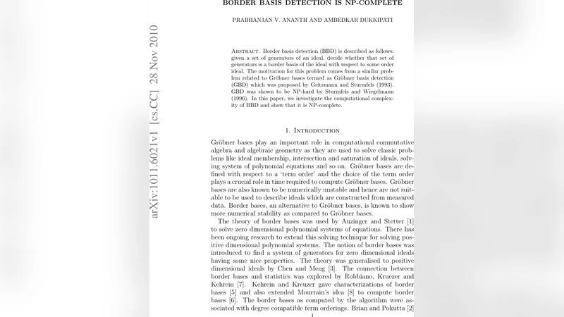 Border basis detection is NP-complete