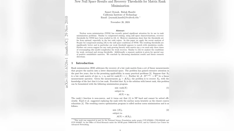 New Null Space Results and Recovery Thresholds for Matrix Rank   Minimization