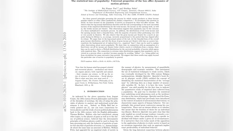 The statistical laws of popularity: Universal properties of the box   office dynamics of motion pictures
