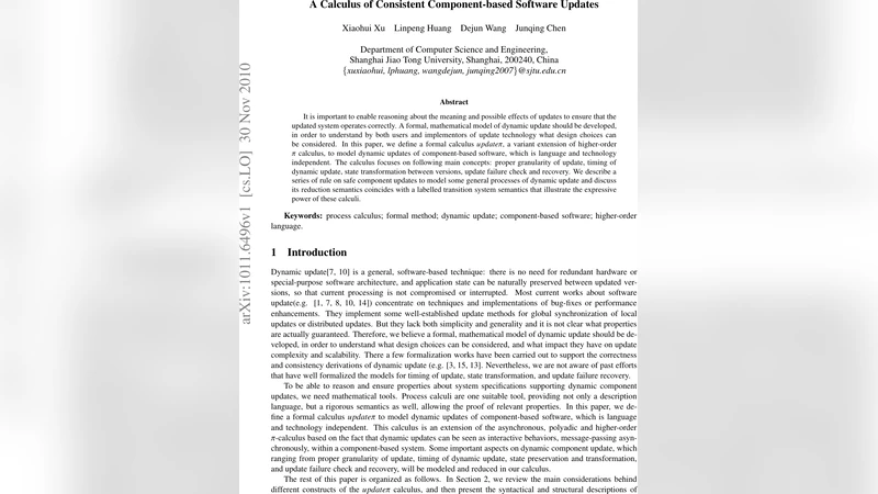 A Calculus of Consistent Component-based Software Updates