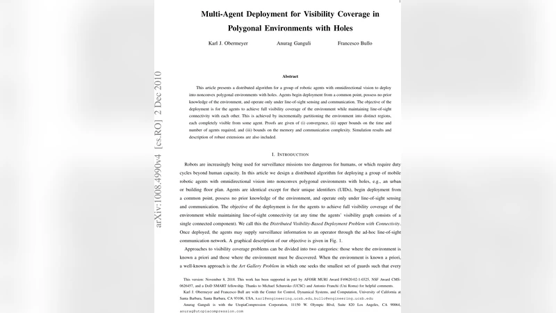 Multi-Agent Deployment for Visibility Coverage in Polygonal Environments   with Holes