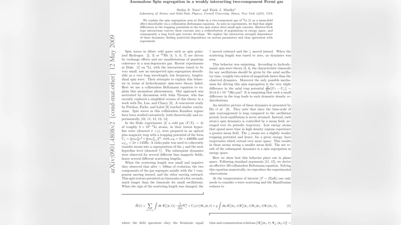 Anomalous Spin segregation in a weakly interacting two-component Fermi   gas