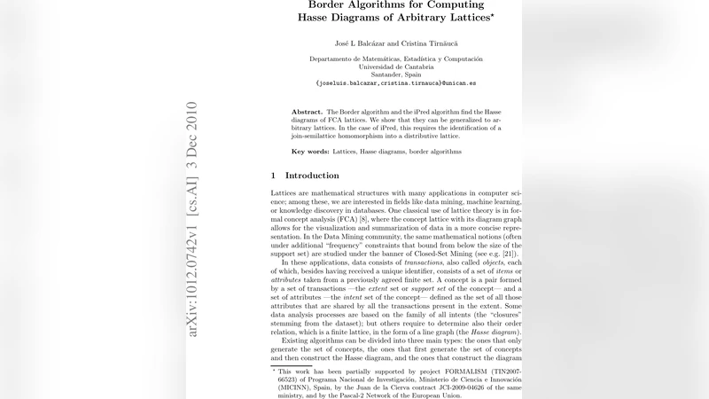 Border Algorithms for Computing Hasse Diagrams of Arbitrary Lattices