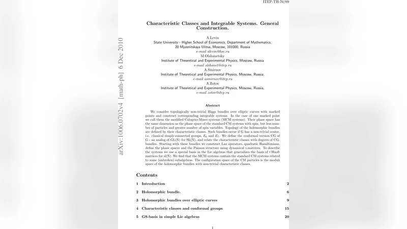 Characteristic Classes and Integrable Systems. General Construction