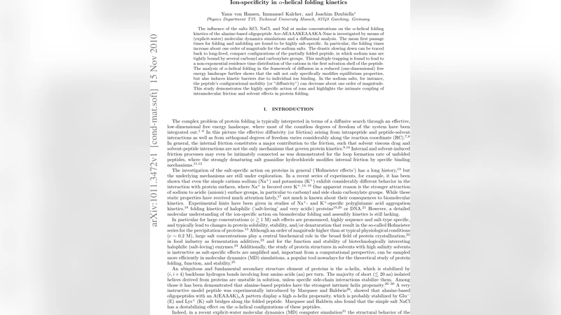 Ion-specificity in {alpha}-helical folding kinetics