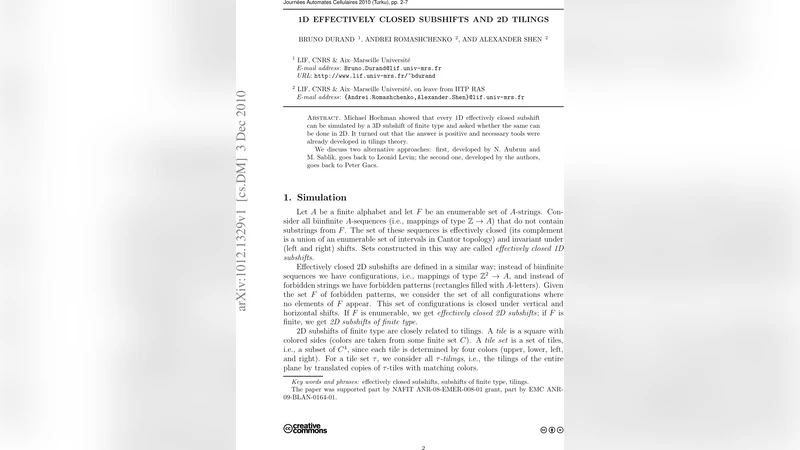 1D Effectively Closed Subshifts and 2D Tilings