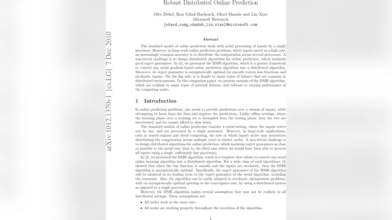 Robust Distributed Online Prediction