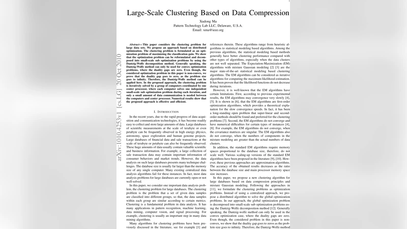 Large-Scale Clustering Based on Data Compression