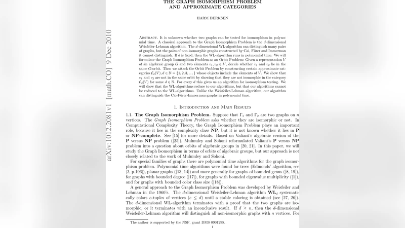 The Graph Isomorphism Problem and approximate categories