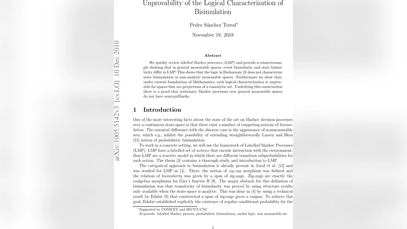 Unprovability of the Logical Characterization of Bisimulation