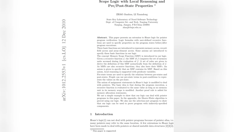 Scope Logic with Local Reasoning and Pre/Post-State Properties