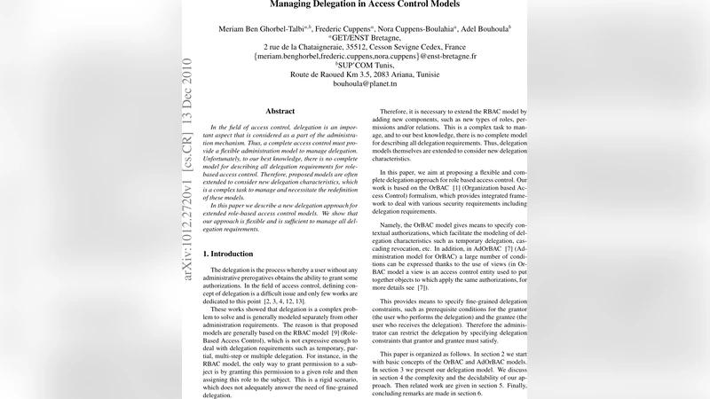 Managing Delegation in Access Control Models