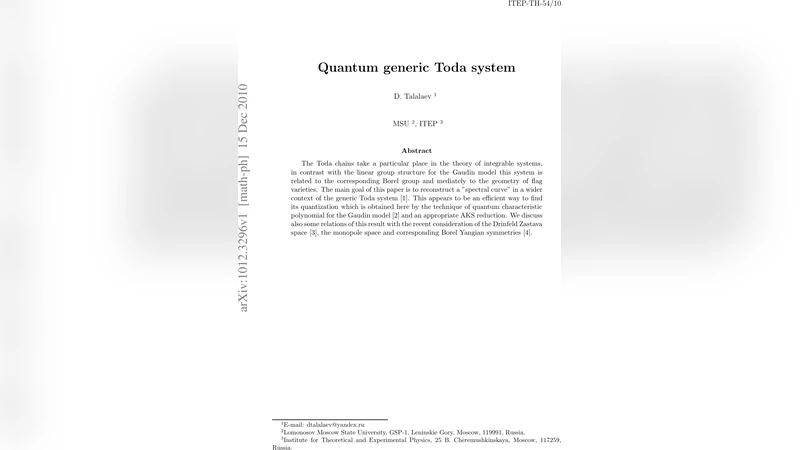 Quantum generic Toda system