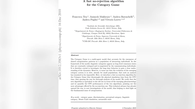 A fast no-rejection algorithm for the Category Game