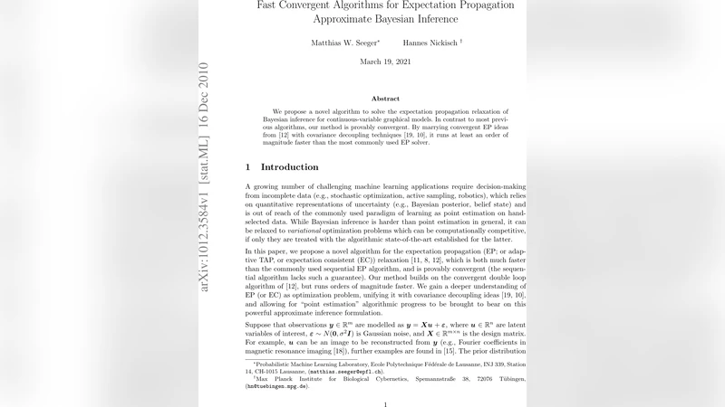 Fast Convergent Algorithms for Expectation Propagation Approximate   Bayesian Inference