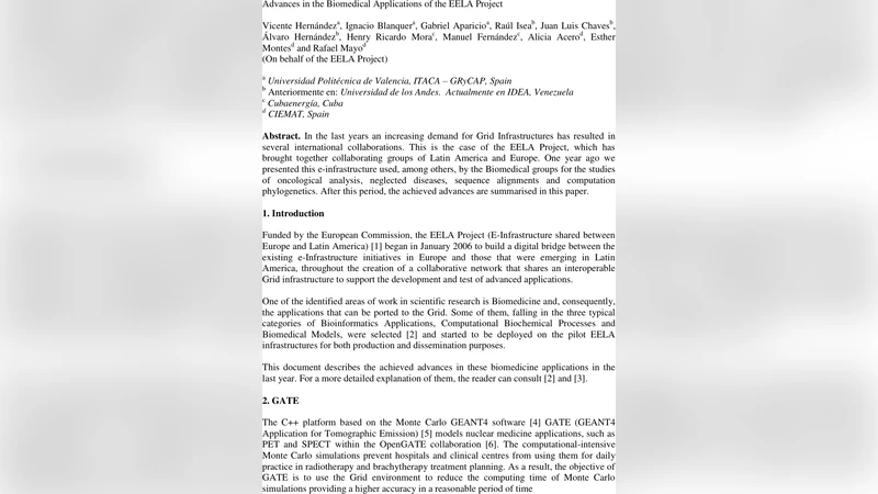 Advances in the Biomedical Applications of the EELA Project