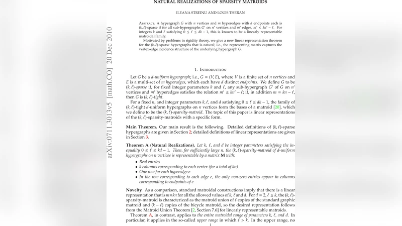 Natural realizations of sparsity matroids