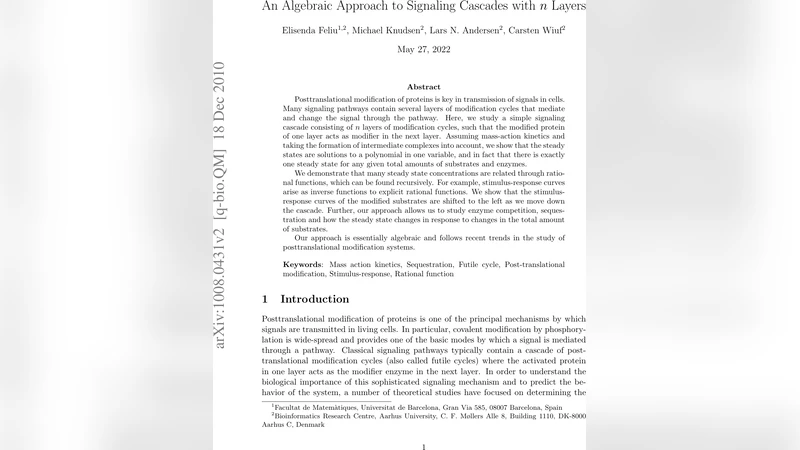 An Algebraic Approach to Signaling Cascades with n Layers