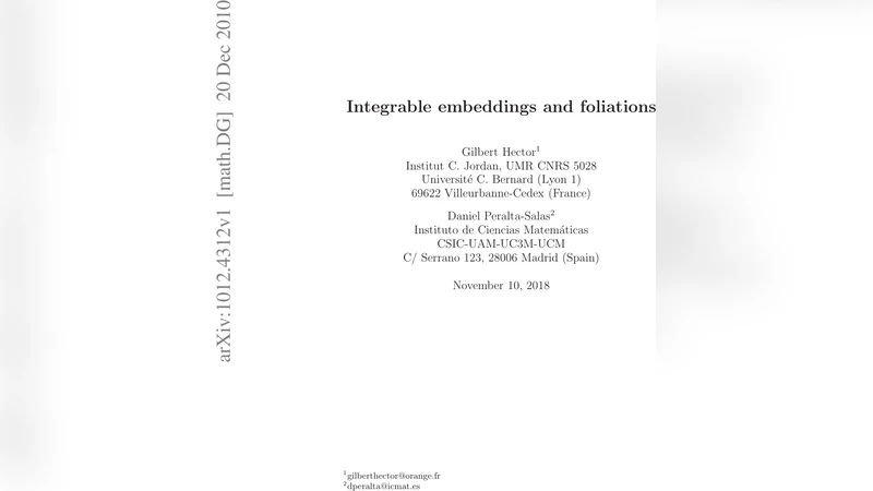Integrable embeddings and foliations