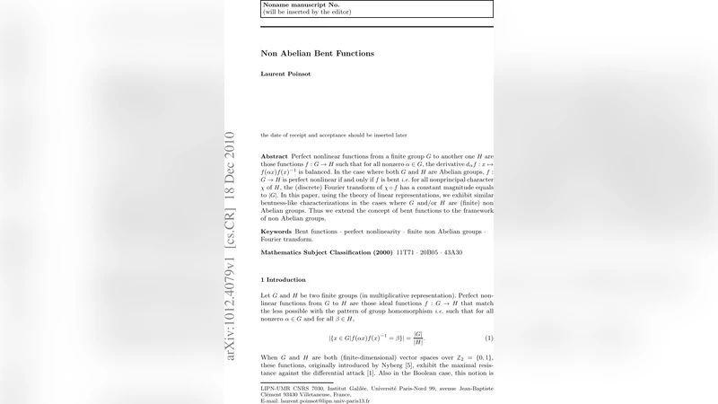Non Abelian Bent Functions
