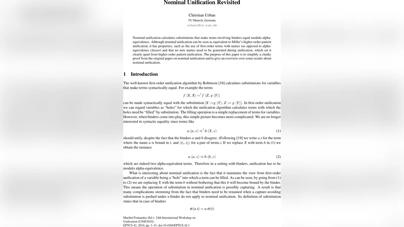 Nominal Unification Revisited