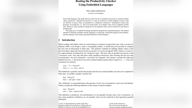 Beating the Productivity Checker Using Embedded Languages