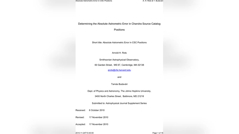 Determining the Absolute Astrometric Error in Chandra Source Catalog   Positions