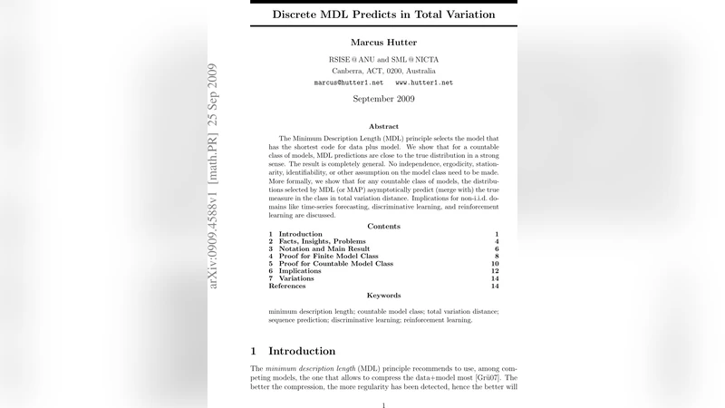 Discrete MDL Predicts in Total Variation