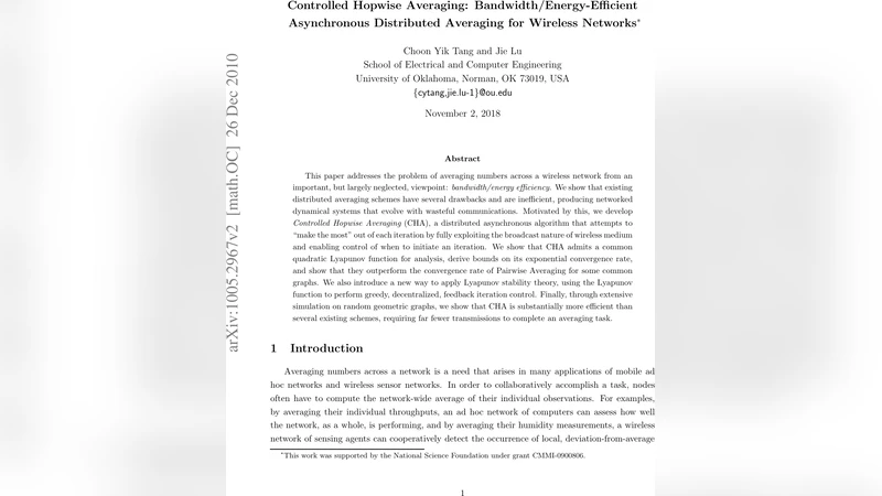 Controlled Hopwise Averaging: Bandwidth/Energy-Efficient Asynchronous   Distributed Averaging for Wireless Networks