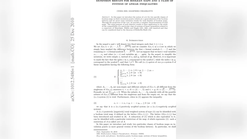 Extension results for boolean maps and a class of systems of linear   inequalities