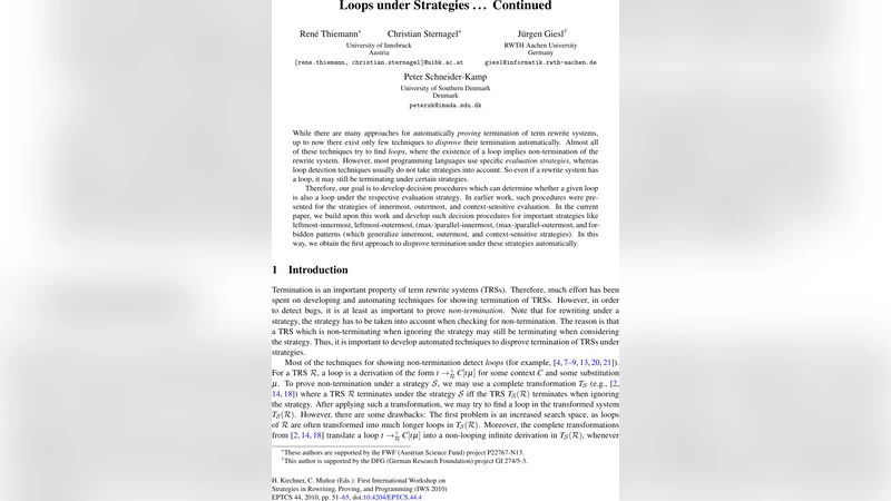 Loops under Strategies ... Continued