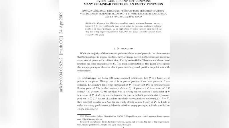 Every Large Point Set contains Many Collinear Points or an Empty   Pentagon