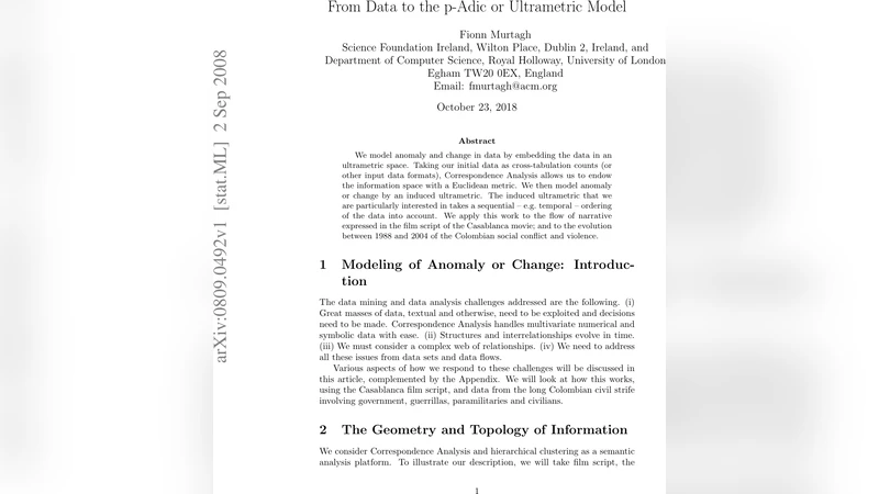 From Data to the p-Adic or Ultrametric Model